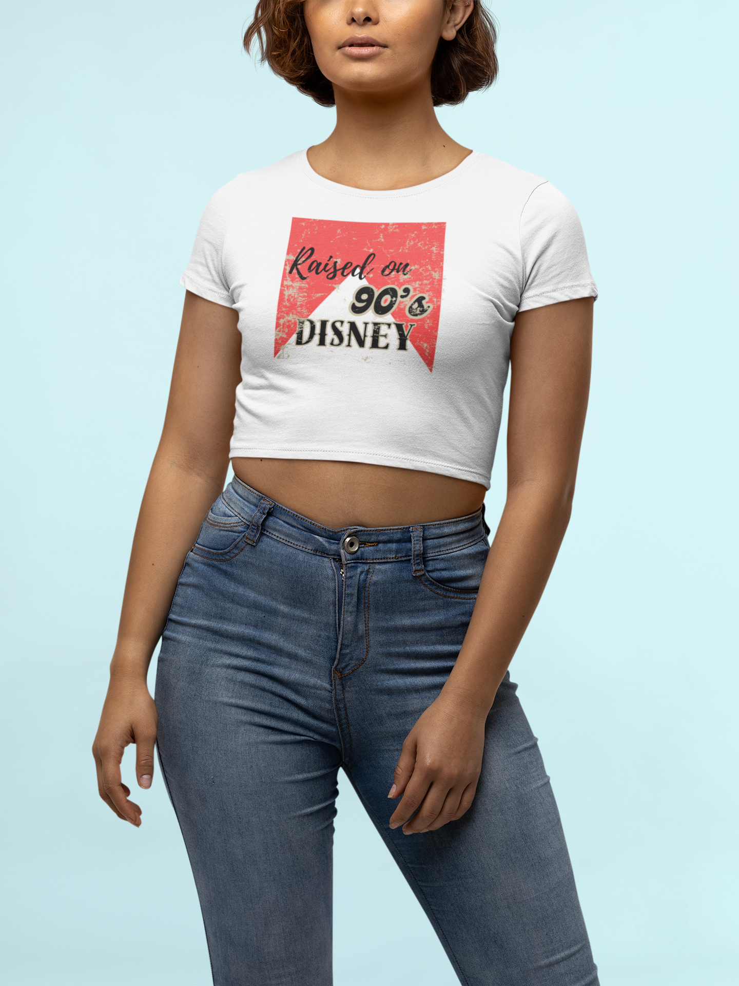 Raised On 90's Disney Women’s Crop Tee - Cute Summer Top