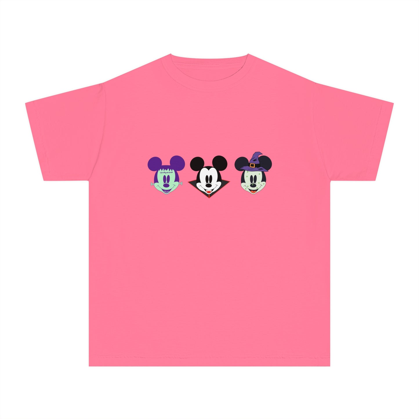 Disney Halloween Tee with Triple the Mickey Mouse Characters- Frankenstein Dracula and Witch
