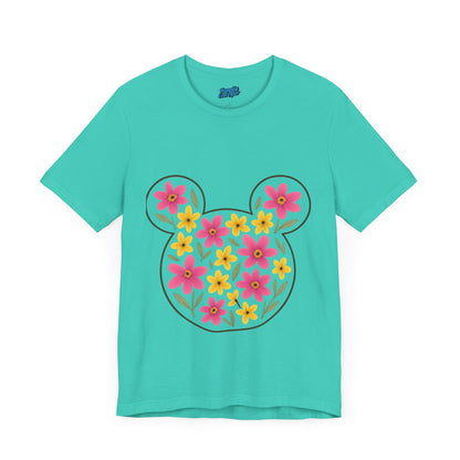 Floral Mickey Mouse Tee, Cute Graphic T-Shirt, Disney Inspired