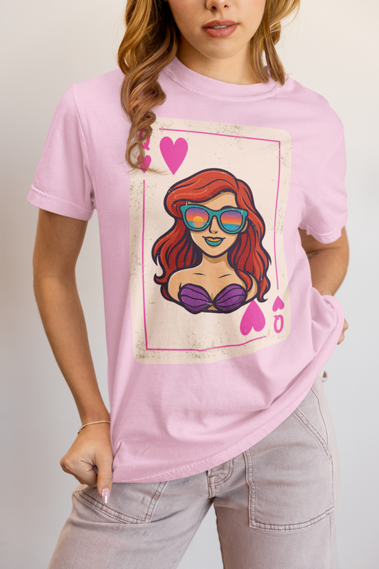 Ariel Queen of Hearts Vintage Playing Card Disney Tee