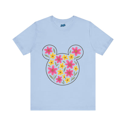 Floral Mickey Mouse Tee, Cute Graphic T-Shirt, Disney Inspired