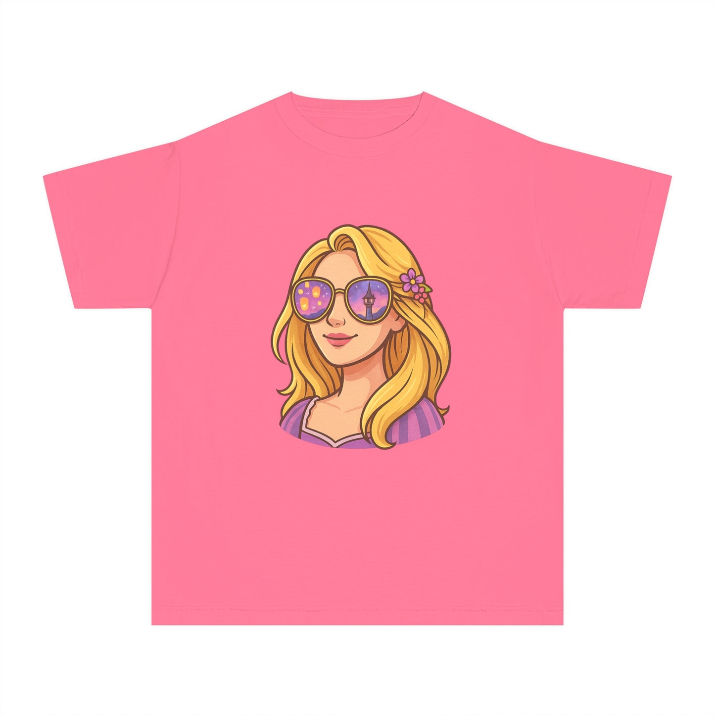Youth Midweight Tee with Cute Sunglasses Design - Disney Inspired