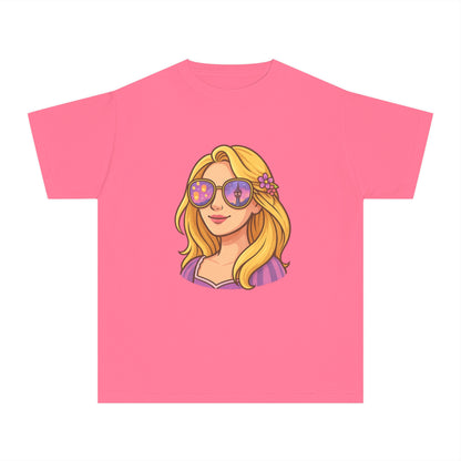 Youth Midweight Tee with Cute Sunglasses Design - Disney Inspired