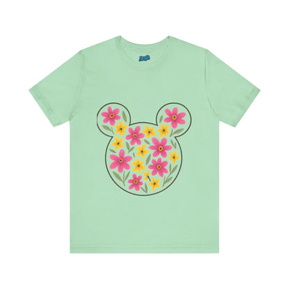 Floral Mickey Mouse Tee, Cute Graphic T-Shirt, Disney Inspired