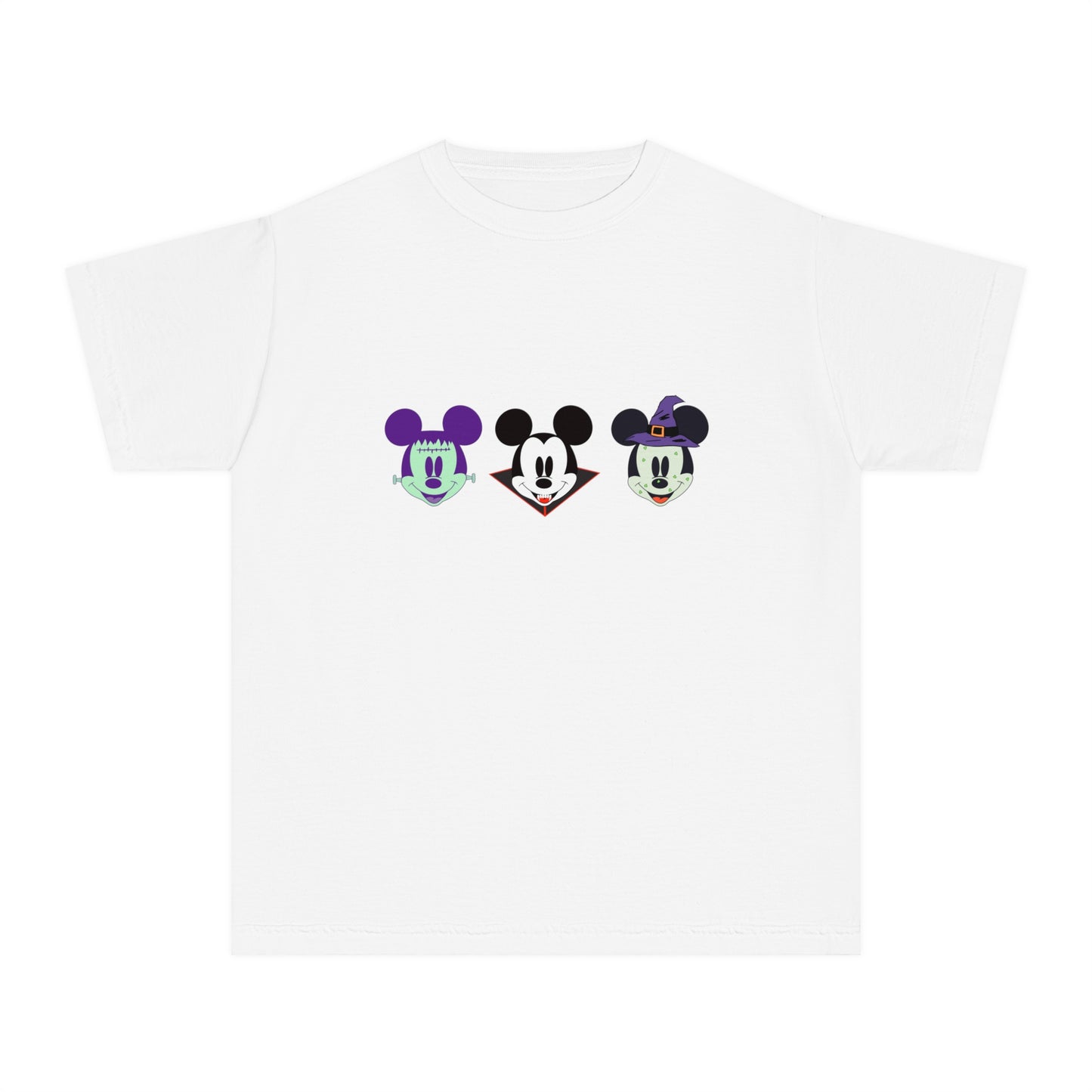 Disney Halloween Tee with Triple the Mickey Mouse Characters- Frankenstein Dracula and Witch