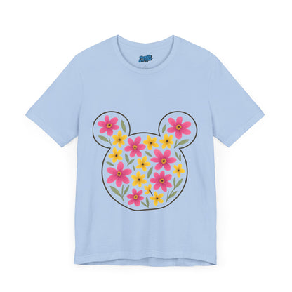 Floral Mickey Mouse Tee, Cute Graphic T-Shirt, Disney Inspired